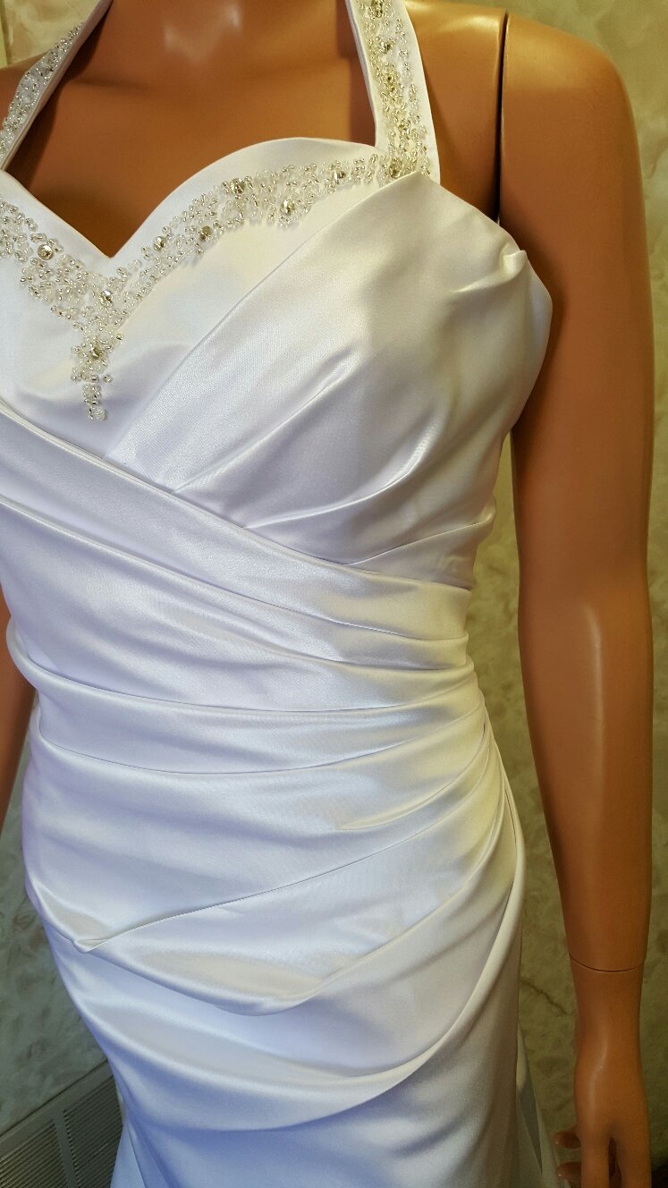 white halter wedding dress